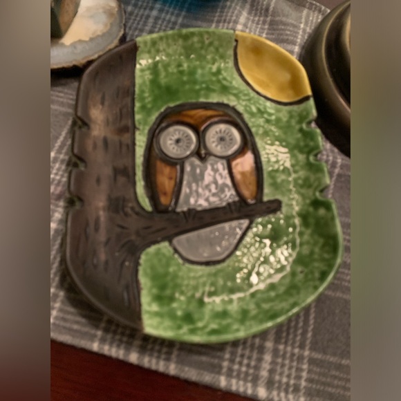 Vintage unique Bitossi Raymor owl ashtray/ trinket tray 9” - Picture 2 of 7